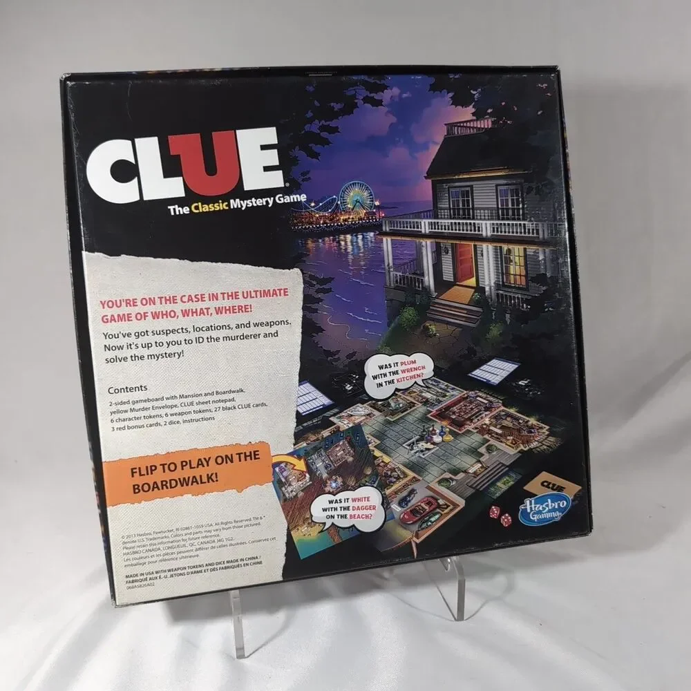 Clue Classic Mystery Game A5826 2013 Mansion Boardwalk - Complete Hasbro